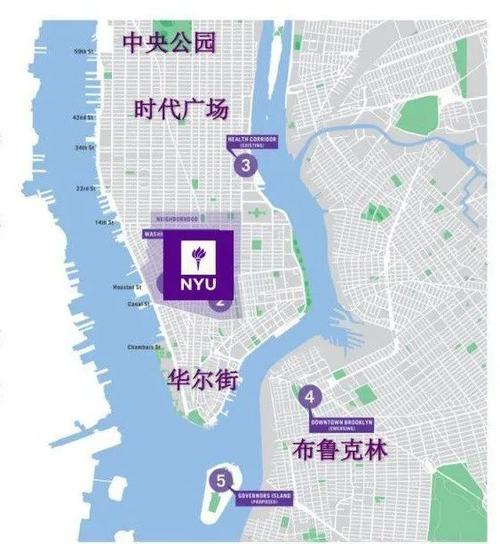 纽约大学地理位置十分优越,位于美国纽约曼哈顿,也是美国唯一一座