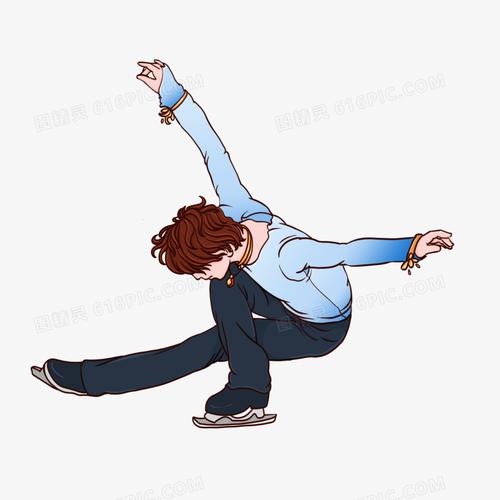 手绘卡通单人花样滑冰免抠素材