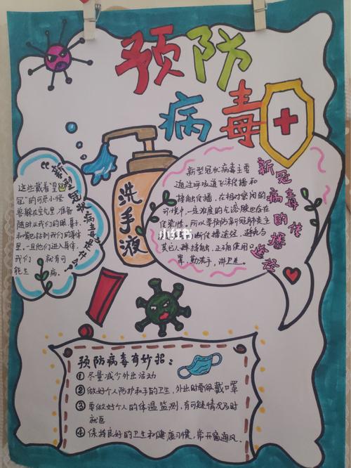 预防新冠病毒手抄报～_手抄报_新冠肺炎_人文_阅读