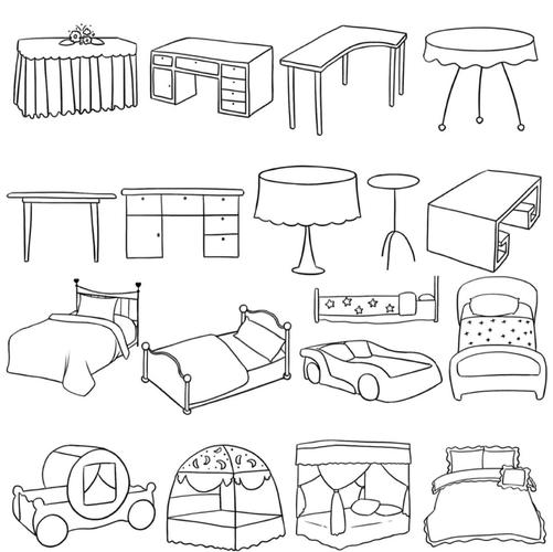 [手账素材03]简笔画 家居用品 衣柜沙发闹钟_手帐_简笔画_素材_闹钟