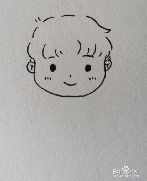 怎样画简笔画——情侣头像"男孩"