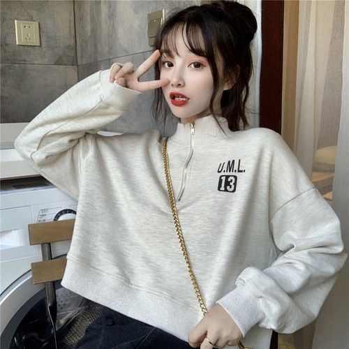 polo衫短款卫衣女2020春秋薄款宽松韩版高腰上衣潮ins