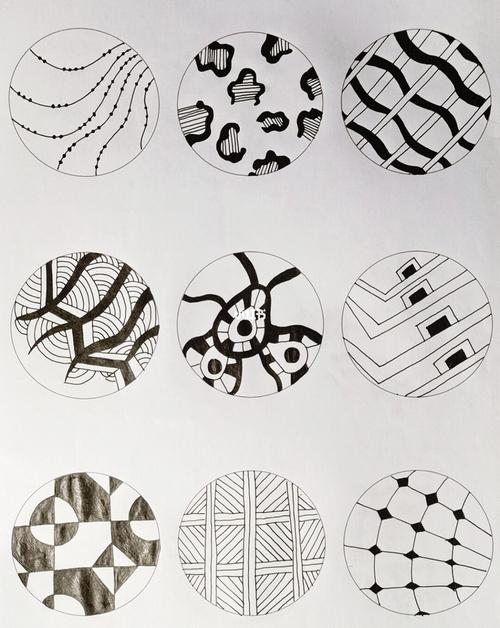 圆圈圈～黑白点线面_绘画_文化_绘画