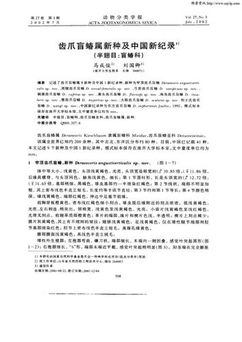期刊齿爪盲蝽属新种及中国新纪录(半翅目:盲蝽科)被引量:4