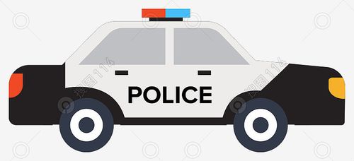 手绘卡通警车插画素材