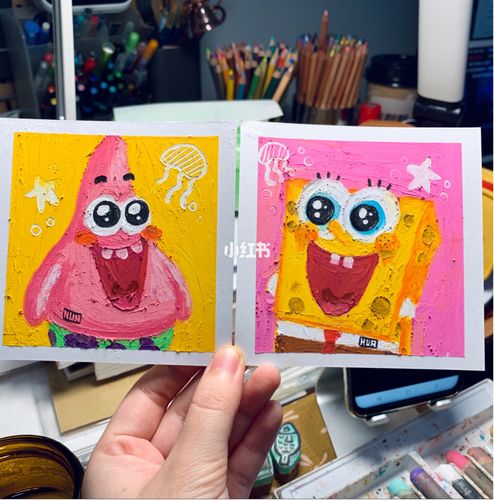 油画棒情头《海绵宝宝》 "派大星我们去抓_海绵宝宝怎么样_油画_绘画