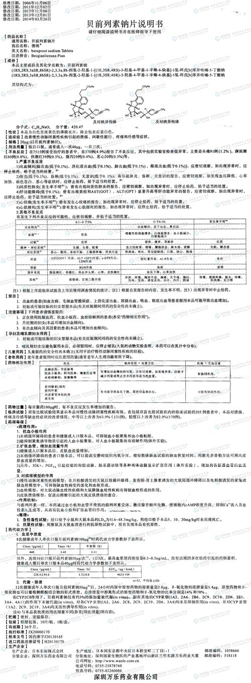 德纳(贝前列素钠片)