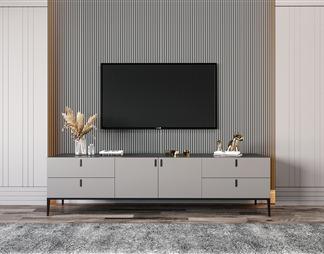 现代长方形电视柜3d模型下载