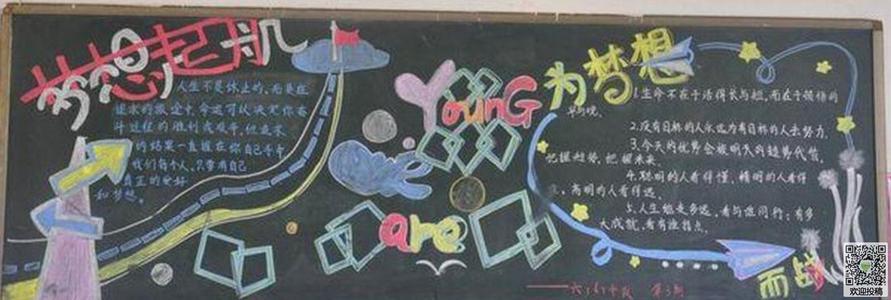 坚持理想的黑板报水粉模板-梦想起航