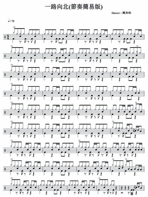 《一路向北》架子鼓鼓谱_架子鼓_周杰伦_娱乐_音乐