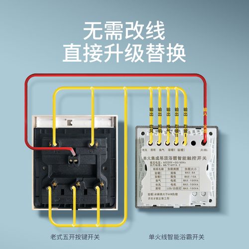 智能浴霸开关防水五合一触屏控制通用