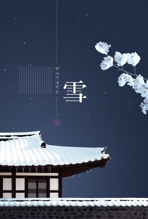 冬天立冬屋顶雪景ps海报素材