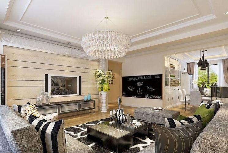 现代简约三居室客厅吊顶装修效果图欣赏