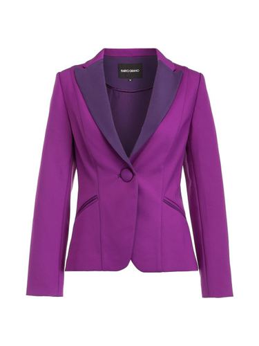 深紫色枪驳领修身西装外套