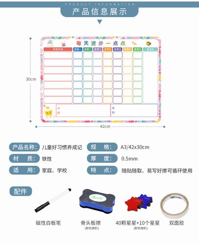 养成奖励墙贴记录表时间管理打卡计划表小学生学习自律神器积分打卡
