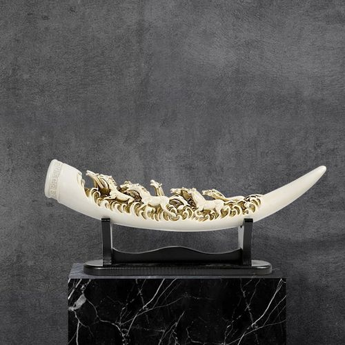 客厅摆件招财仿象牙乔迁新居家居酒柜装饰品书房玄关现代简约工艺品