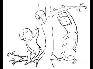 小孩爬树图片_简笔画图片_少儿图库_中国儿童资