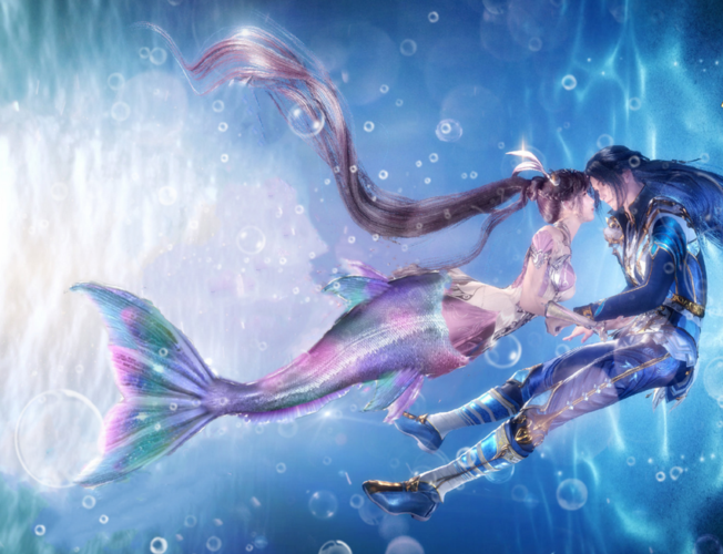 小舞变身美人鱼,金尾高贵,粉尾可爱,蓝尾简直绝配