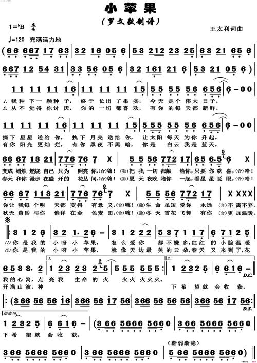 《小苹果高清正版》原创简谱,王太利作词 王太利作曲 - 歌曲简谱 - 声