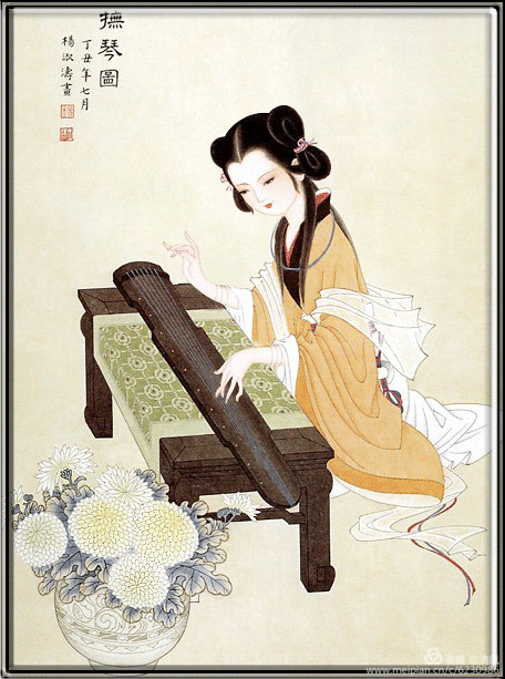 柳如是抚琴图