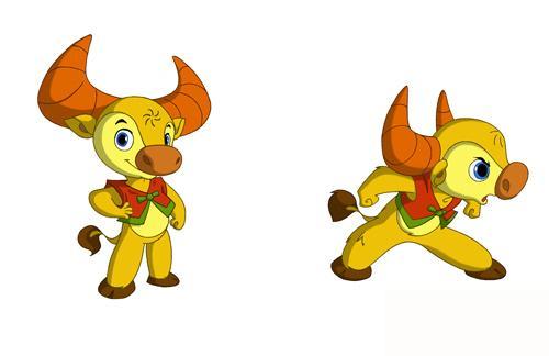 大角牛的彩色简笔画