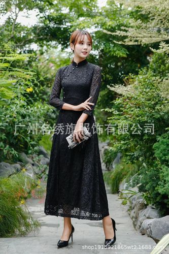 蕾丝长旗袍连衣裙长裙越南奥黛长款长祺袍裙