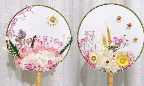 干花团扇diy