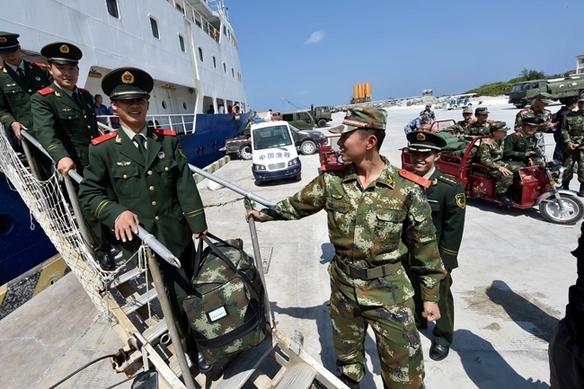 武警海南省总队三沙中队新兵上岛