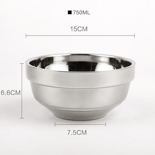 器不锈钢碗大人儿童宝宝家用食堂双层不锈钢碗隔热防摔大号 名