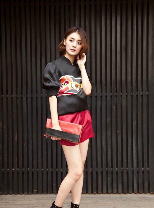 毛林林清新优雅时尚街拍高清图片