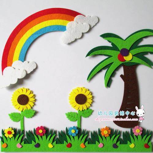 幼儿园墙贴 教室装饰布置 墙贴画 贴图 树草贴纸 无纺布椰子树