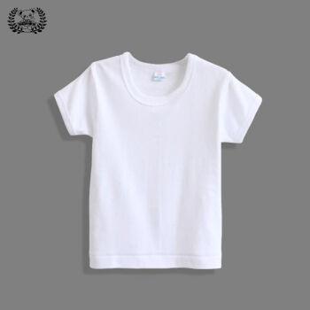 儿童纯白色t恤儿童白色t恤纯色短袖圆领t恤男童女童薄款夏纯白半袖侧