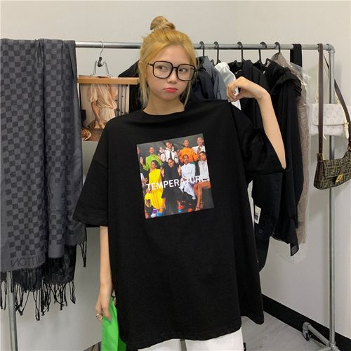 欧美ins潮牌超火短袖t恤女宽松韩版原宿风辣妹穿搭蹦迪半袖上衣服