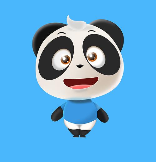 panda,it has   round face, two big black eyes