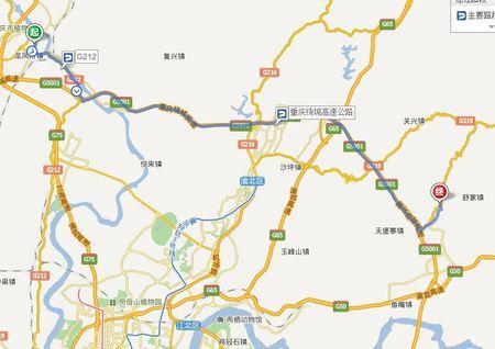 开车的话在北碚走212国道在施家梁上绕城高速,往长寿方向.