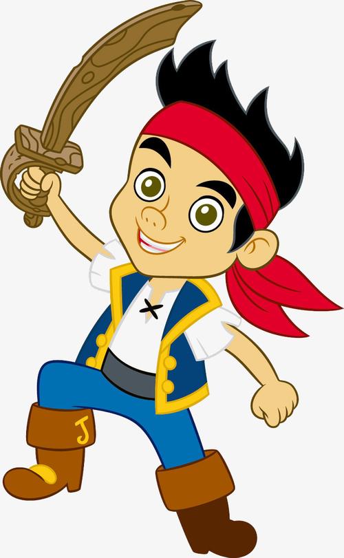 卡通手拿木头刀