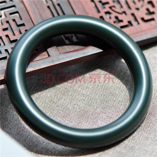 张益轩珠宝 新疆和田玉黑青玉手镯女款一细料青海料圆条玉石镯子真玉