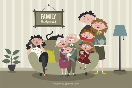 全家福简笔画八口之家