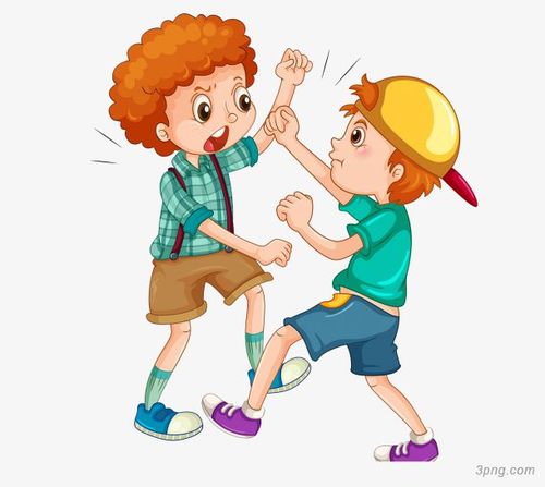 一言不合拳打脚踢的少年png素材透明免抠图片-卡通手绘