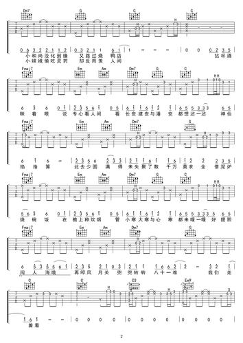 人间不值得吉他谱_黄诗扶_c调_弹唱六线谱