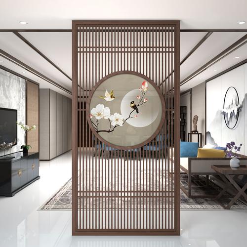 新款入户实木玄b关屏风隔断客厅家用轻奢简易格栅网红