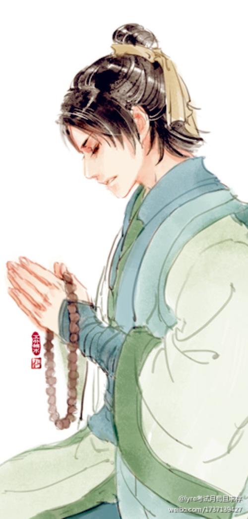 中国风,古剑,插画,美少年,萌【虔诚祈祷,我佛慈悲.