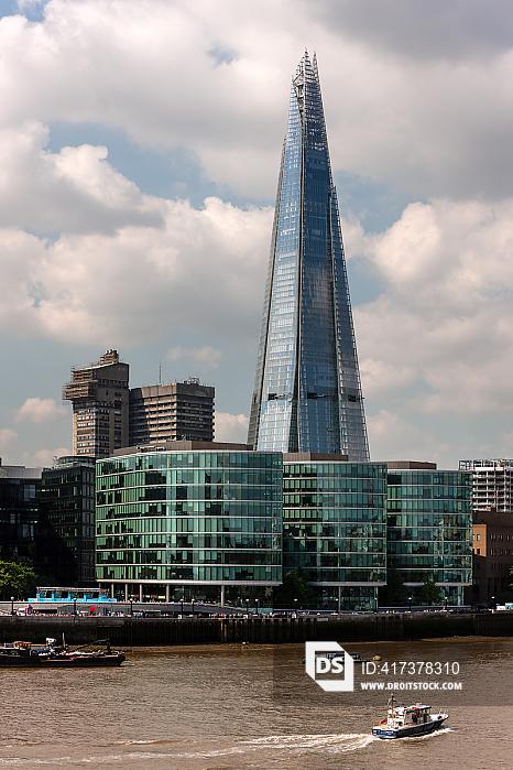 the shard tower, river thames, view from the tower bridge