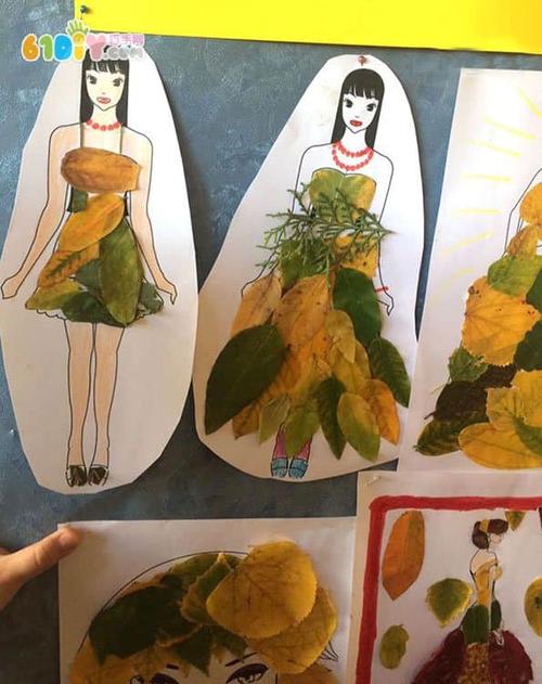 秋天树叶手工潮流时尚女孩贴画