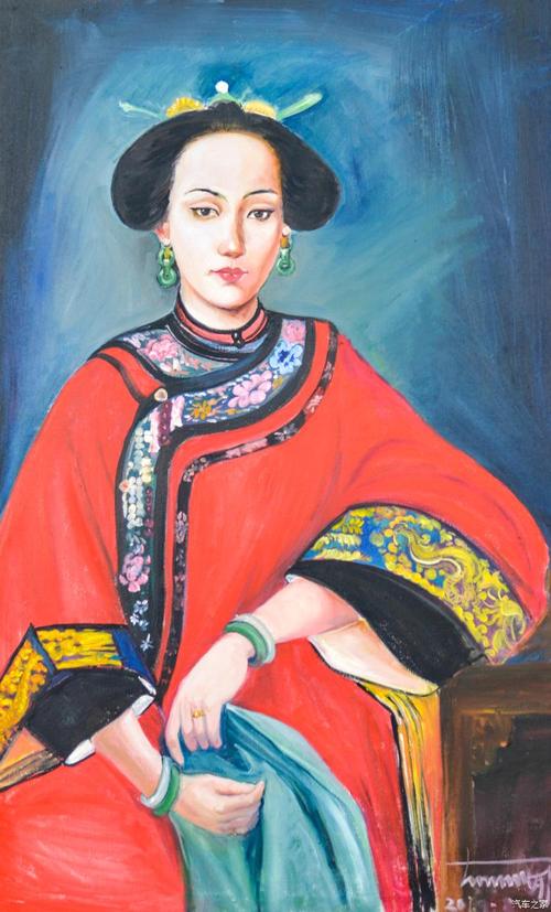 正在举行的香妃画展,这一幅是清朝著名的宫廷画家郎世宁的香妃画像,是