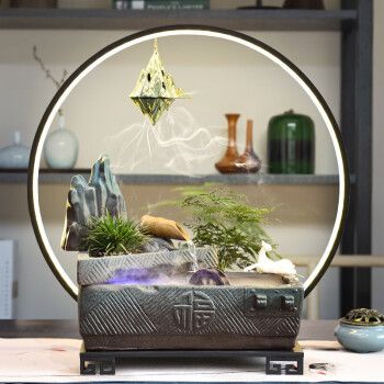 沪上素居官方店禅意流水摆件客厅家居办公室内装饰品风水轮倒流香电视