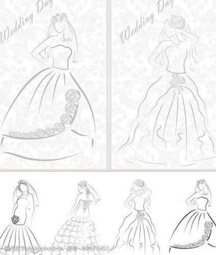 关键词:手绘婚纱新娘人物矢量素材免费下载 婚纱礼服 手绘 线描 新娘