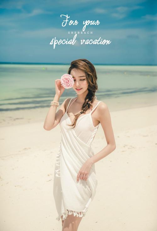 非常唯美小清新的泳装美女海边写真图片