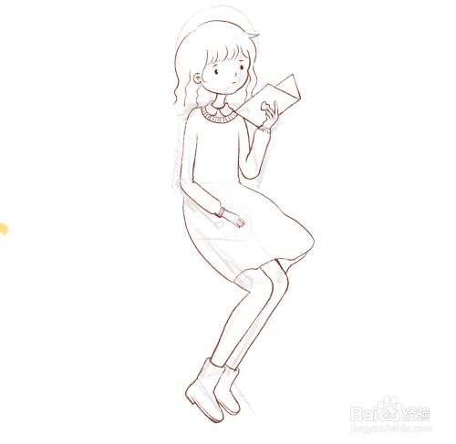 怎么用ipad画儿童简笔画沙发上看书的少女?