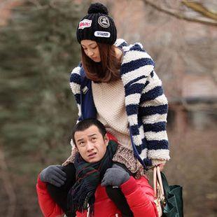 裸婚时代童佳倩同款羊羔绒条纹毛呢大衣 女士外套
